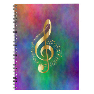 Gold Music Treble Cleon Colorful Rainbow Colors Notizblock