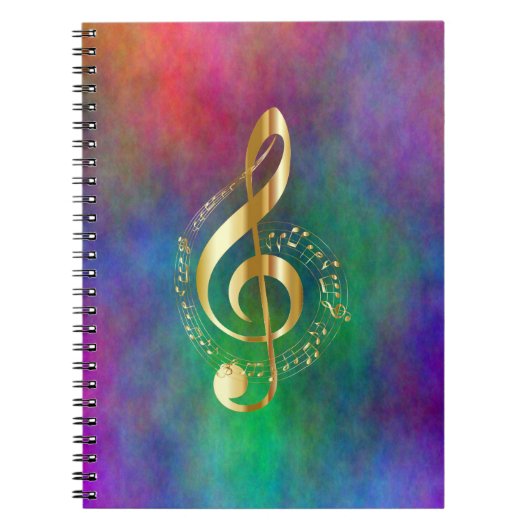 Gold Music Treble Cleon Colorful Rainbow Colors Notizblock (Vorderseite)