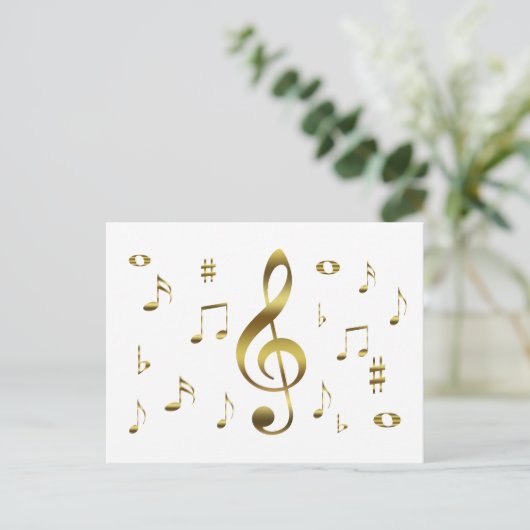 Gold Musical Notes Postcard Postkarte (Stehend Vorderseite)
