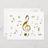 Gold Musical Notes Postcard Postkarte (Vorne/Hinten)