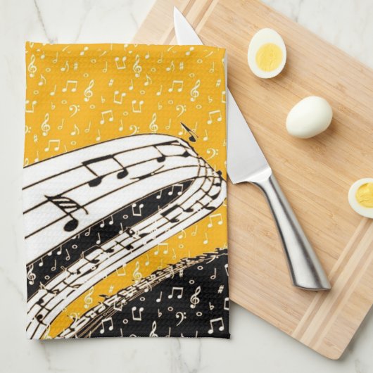 Gold-Musik Geschirrtuch (Viertel Falte)