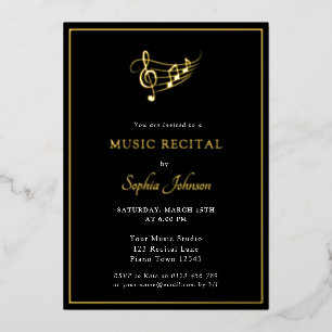 Gold Musik Konzert Elegant Folieneinladung