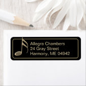 Gold Musiknote Black Return Address Label (Insitu)