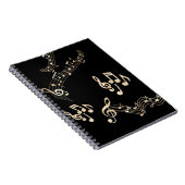 Gold-Musiknoten auf schwarz Notizblock (Rechte Seite)