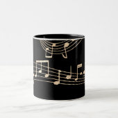 Gold-Musiknoten auf schwarzem Medium Zweifarbige Tasse (Mittel)