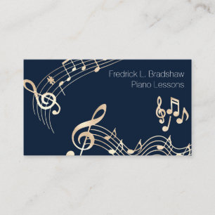 Gold-Musiknoten für Navy Blue Visitenkarte