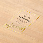 Gold Musiknoten Geburtstag frei Acryleinladungen (Ablage )