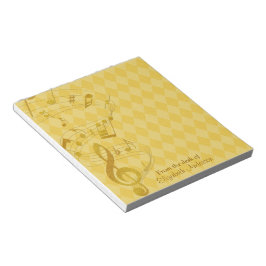 Gold Musiknoten Harlequin Personalisiert Notepad Notizblock
