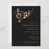 Gold Musiknoten Hochrangige Erwägung Elegant Einladung (Vorderseite)