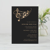Gold Musiknoten Hochrangige Erwägung Elegant Einladung (Stehend Vorderseite)