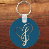 Gold-Musiknoten und Herz-I-Liebe-Musik Schlüsselanhänger (Vorderseite)