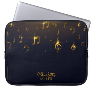 Gold-Musiknoten und Individuelle Name Laptopschutzhülle