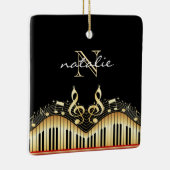 Gold-Musiknoten und Tastatur Keramikornament (Rechts)