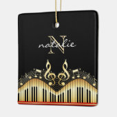 Gold-Musiknoten und Tastatur Keramikornament (Links)