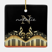 Gold-Musiknoten und Tastatur Keramikornament (Rückseite)