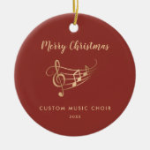 Gold Musiknotens Choir Ensemble Elegante Weihnacht Keramik Ornament (Vorne)