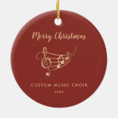 Gold Musiknotens Choir Ensemble Elegante Weihnacht Keramik Ornament (Hinten)