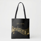 Gold Musiknotens Custom Singer Modern Black Tasche (Vorderseite)