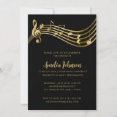 Gold Musiknotens Script Graduation Party Einladung (Vorderseite)