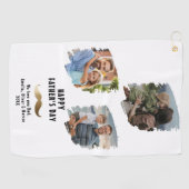 Gold Mustache Happy Vatertag 3 Foto Golfhandtuch (Horizontal)