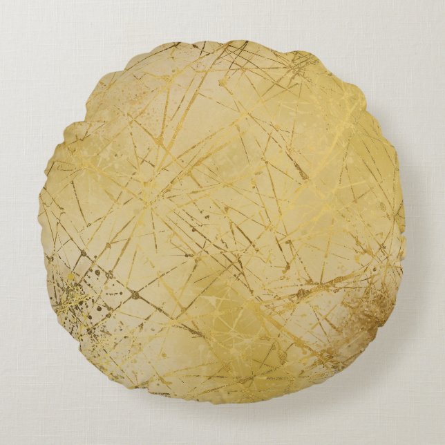 Gold Mustard Yellow Pattern, Modern, Luxury Rundes Kissen (Vorderseite)
