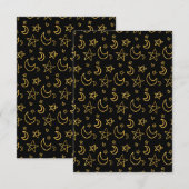 Gold Muster für Monde und Stars Dankeskarte (Vorne/Hinten)