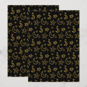 Gold Muster für Monde und Stars Einladung (Vorne/Hinten)