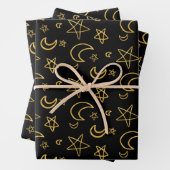 Gold Muster für Monde und Stars Geschenkpapier Set (Beispiel)