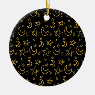 Gold Muster für Monde und Stars Keramik Ornament