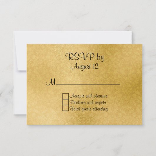 Gold Muster Wedding RSVP Card (Vorderseite)