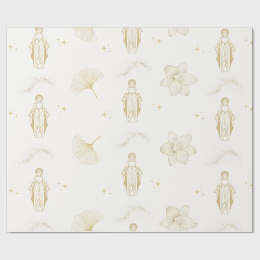Gold Mutter Mary Wrapping Paper Geschenkpapier (Flach)
