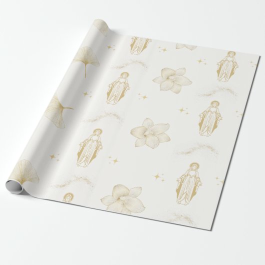 Gold Mutter Mary Wrapping Paper Geschenkpapier (Ungerollt)