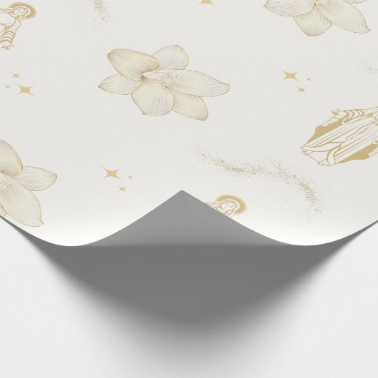 Gold Mutter Mary Wrapping Paper Geschenkpapier (Ecke)