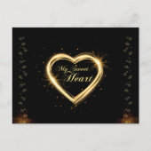 Gold My Sweet Heart Black Valentine Postkarte (Vorderseite)