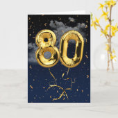 Gold Mylar Ballon und Confetti Card zum 80. Geburt Karte (Gelbe Blume)