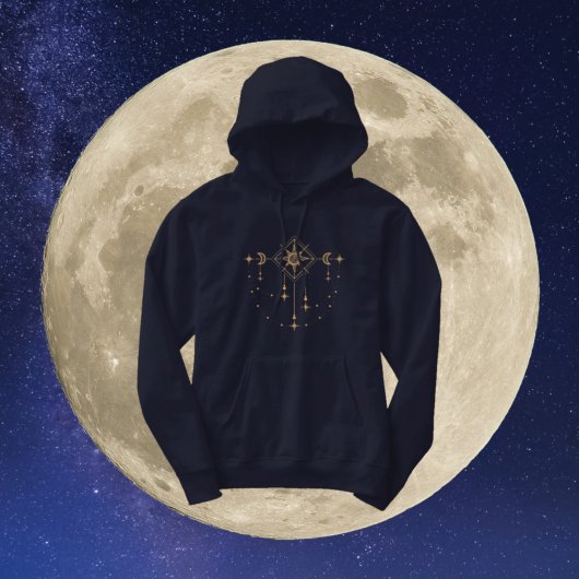 Gold Mystic Geometric Cosmic Tarot Sun & Moon Hoodie