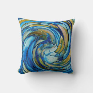 Gold N Blue Abstrakt Art Throw Kissen
