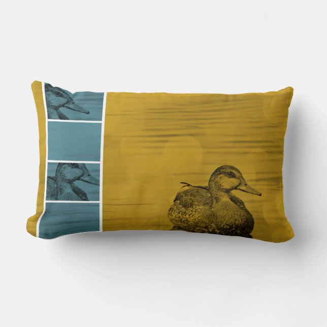 Gold N Blue Duck Art Throw Kissen (Vorderseite)
