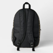 Gold n Brown Geometric Pattern / Indische Printwer Bedruckter Rucksack (Rückseite)