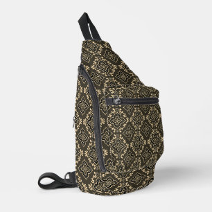 Gold n Brown Geometric Pattern / Indische Printwer Crossbody Bag