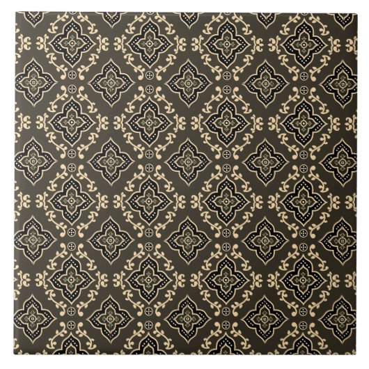 Gold n Brown Geometric Pattern / Indische Printwer Fliese (Vorderseite)