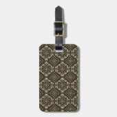Gold n Brown Geometric Pattern / Indische Printwer Gepäckanhänger (Vorderseite vertikal)