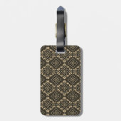 Gold n Brown Geometric Pattern / Indische Printwer Gepäckanhänger (Rückseite vertikal)