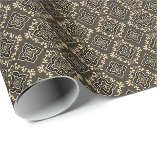 Gold n Brown Geometric Pattern / Indische Printwer Geschenkpapier