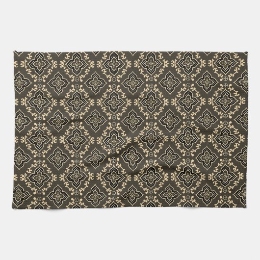 Gold n Brown Geometric Pattern / Indische Printwer Geschirrtuch (Horizontal)