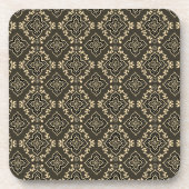 Gold n Brown Geometric Pattern / Indische Printwer Getränkeuntersetzer (Vorderseite)