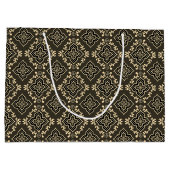 Gold n Brown Geometric Pattern / Indische Printwer Große Geschenktüte (Rückseite)