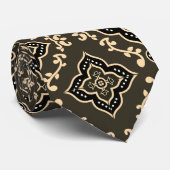 Gold n Brown Geometric Pattern / Indische Printwer Krawatte (Gerollt)