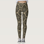 Gold n Brown Geometric Pattern / Indische Printwer Leggings (Vorderseite)