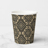 Gold n Brown Geometric Pattern / Indische Printwer Pappbecher (Rückseite)